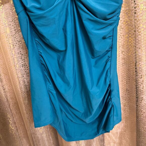 Venus Deep Teal Twist Front Halter Tankini Top Bikini Bottom Set Size 10 - Picture 3 of 8